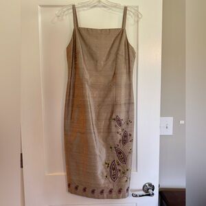 Laundry by Shelli Segal Embroidered Raw Silk Dress